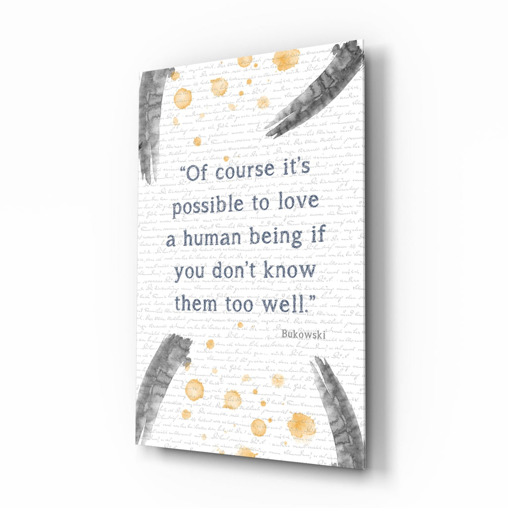 Gray Brush Gold Dots Love Quote Glass Wall Art