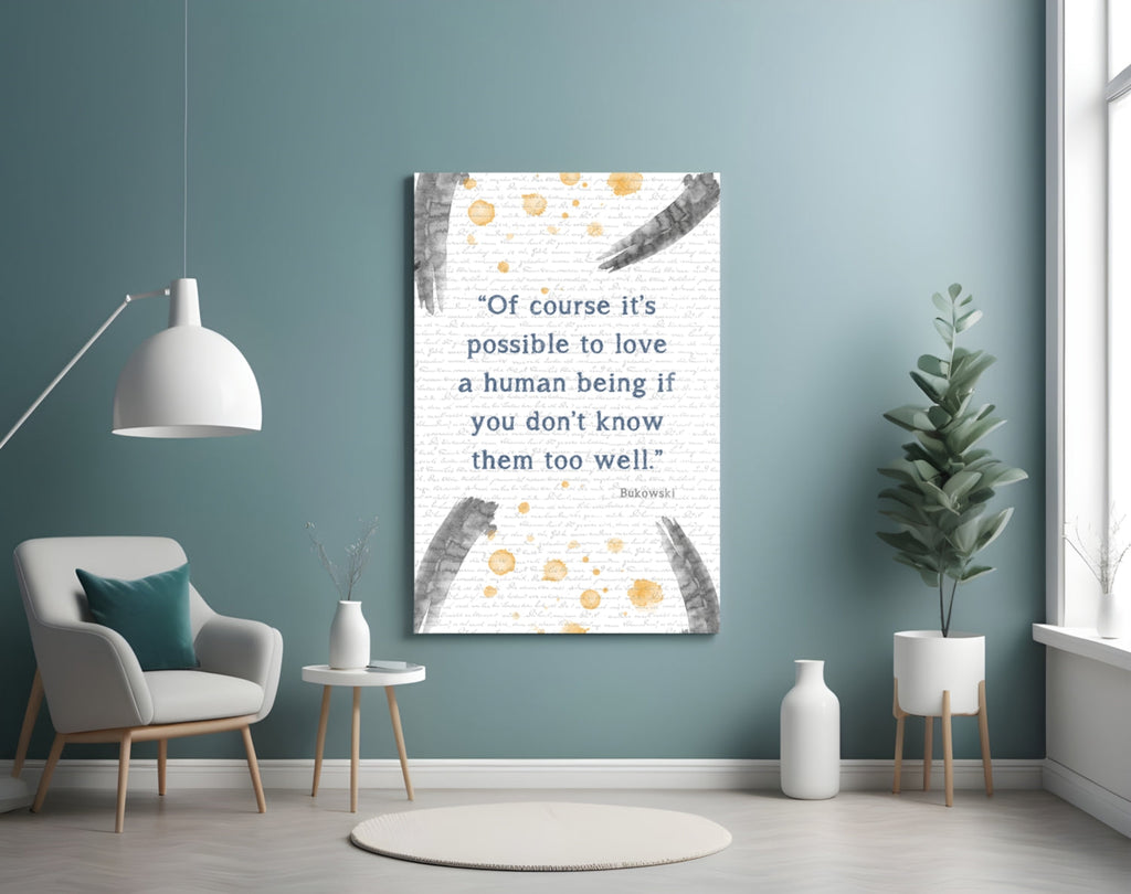 Gray Brush Gold Dots Love Quote Glass Wall Art
