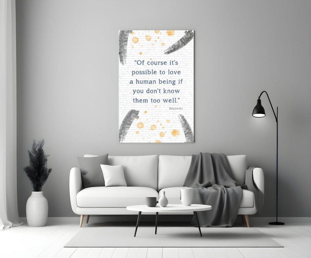 Gray Brush Gold Dots Love Quote Glass Wall Art