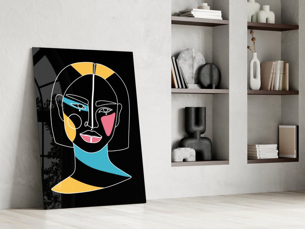 Bob Cut Colorful Face Glass Wall Art