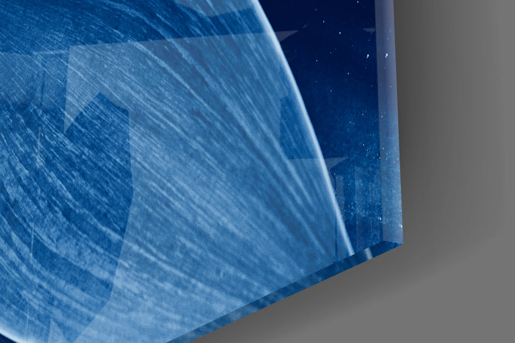 Indigo Blue Agave Petals Macro Glass Wall Art
