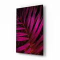 Magenta Palm Frond Closeup Glass Wall Art