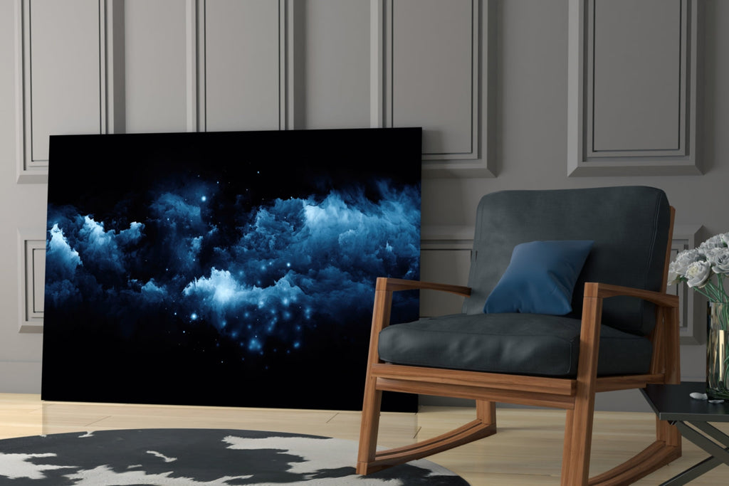 Blue Cloud Nebula Glass Wall Art