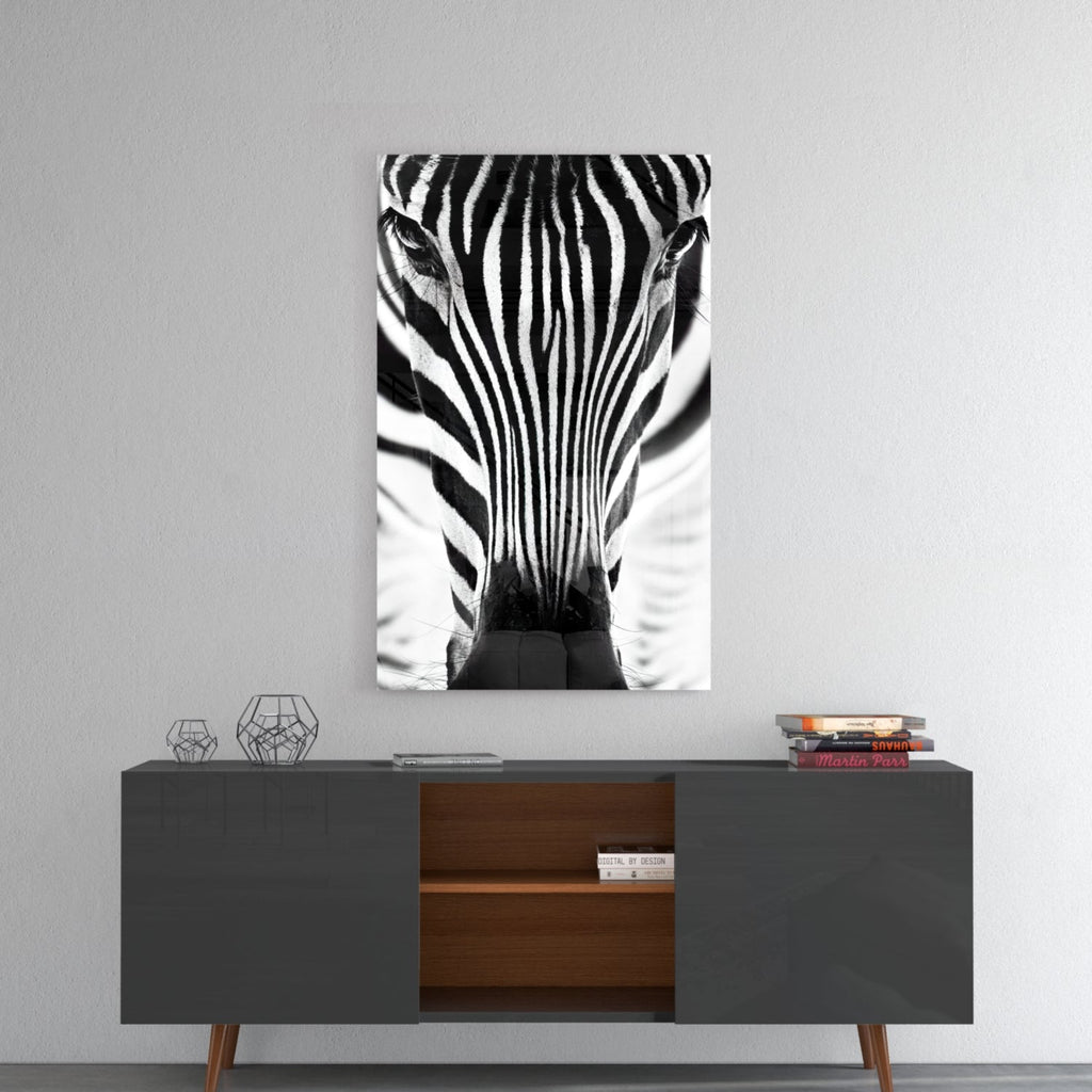 Symmetric Zebra Face Glass Wall Art