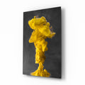 Yellow Ink Plume In Gray Water Glass Wall Art