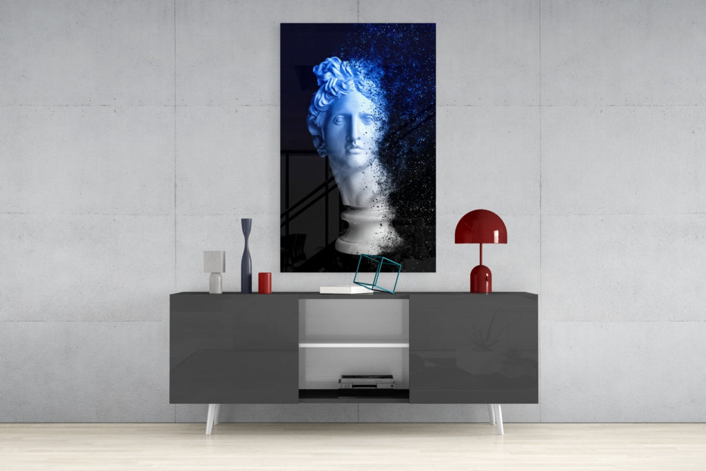 Blue Dispersion Apollo Head Glass Wall Art