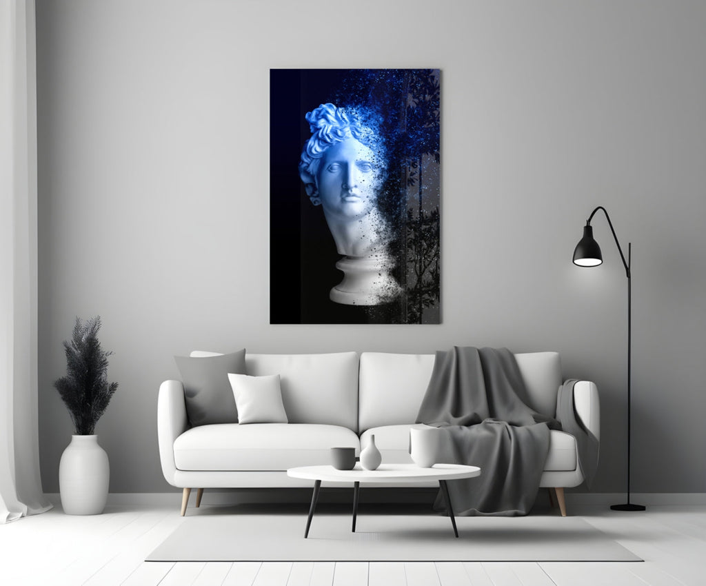 Blue Dispersion Apollo Head Glass Wall Art