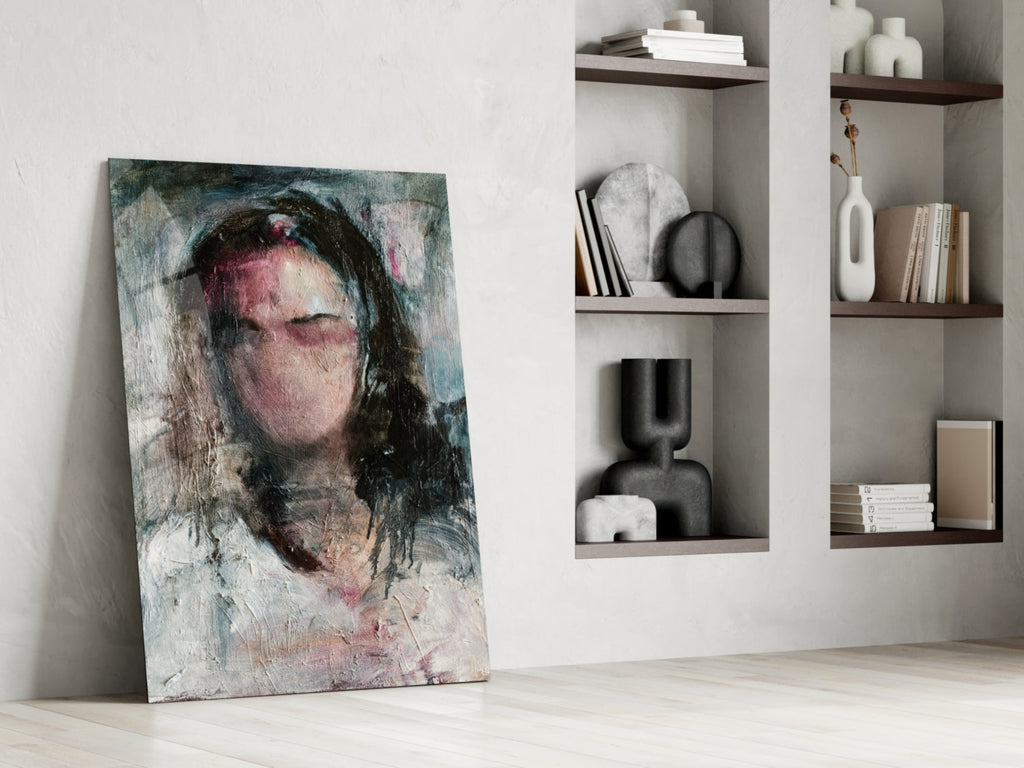 Ghostly Muted Portrait Glass Wall Art