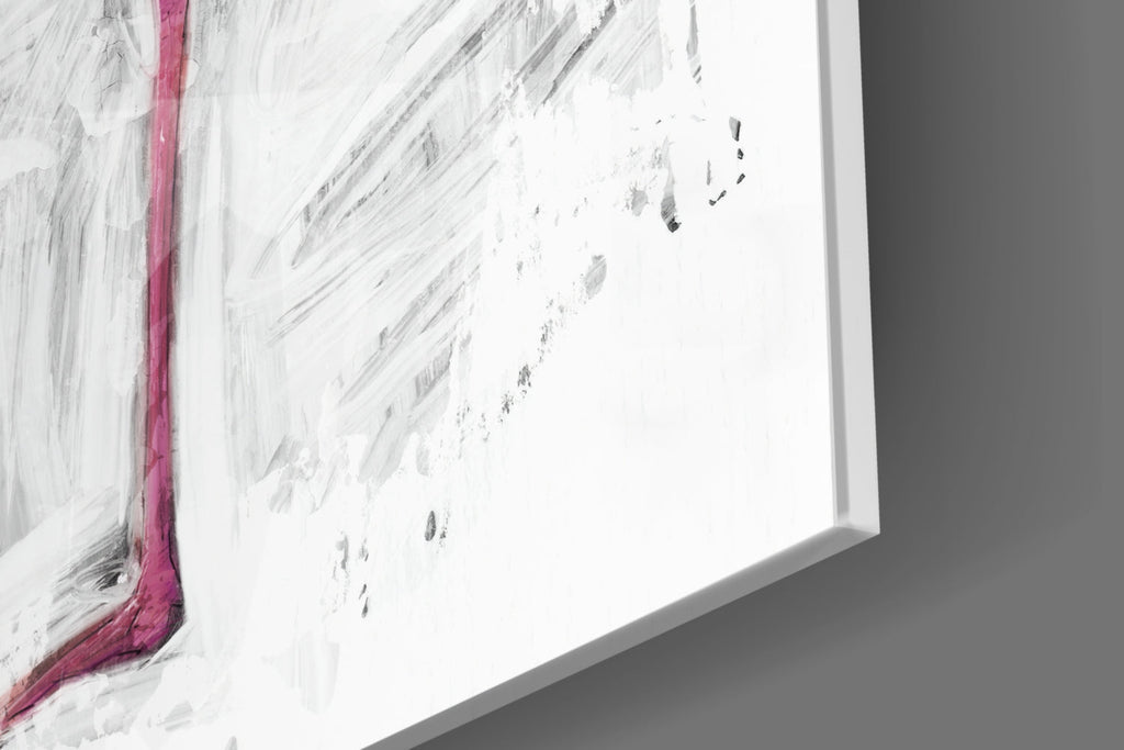 Pink Flamingo Sketch White Glass Wall Art