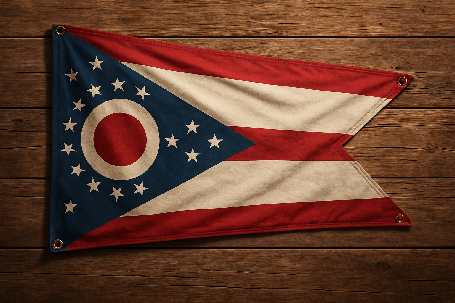 Ohio Flag with Grommets Along the Edges for Wall Hanging - PhishStones Products