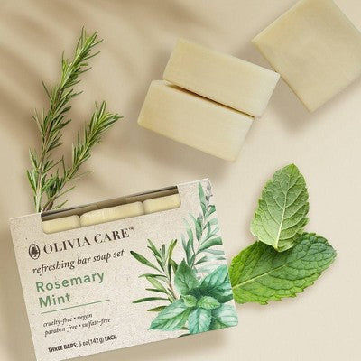 Olivia Care Rosemary Mint Bar Soap Set 5oz/3ct - New - PhishStones Products