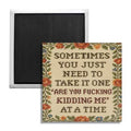 One "Are You F-king Kidding Me" at a Time Fridge Magnet
