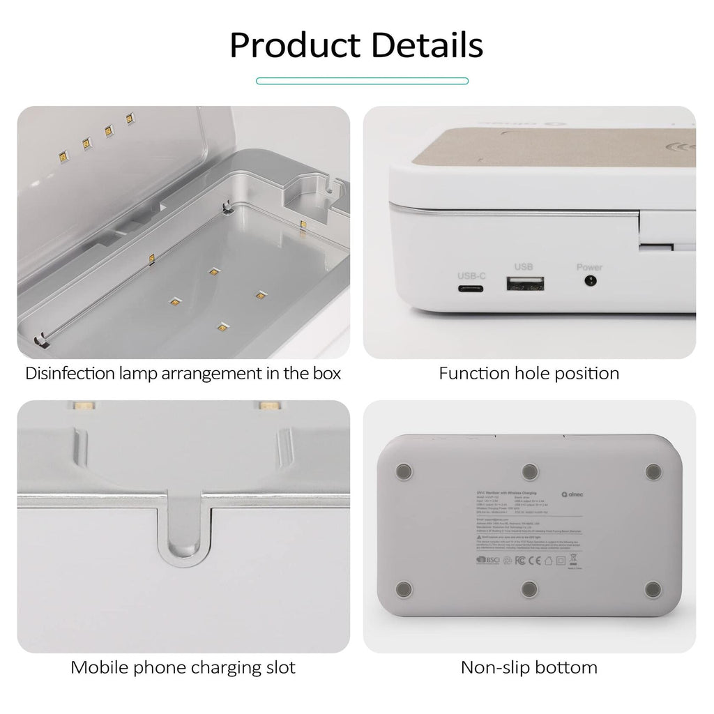 UV Sanitizer Box with Wireless Charger| Phone Screen Disinfecting (Brown)