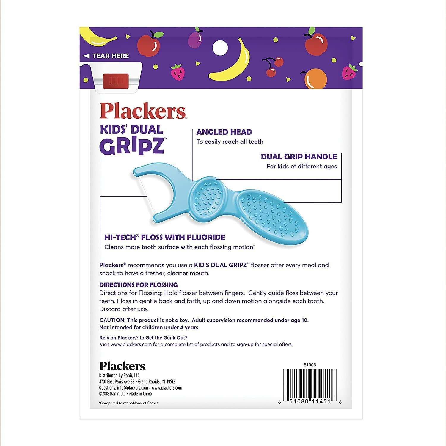 Plackers Kids Flossers Wild Berry Flavor 75 Count - New Packaging