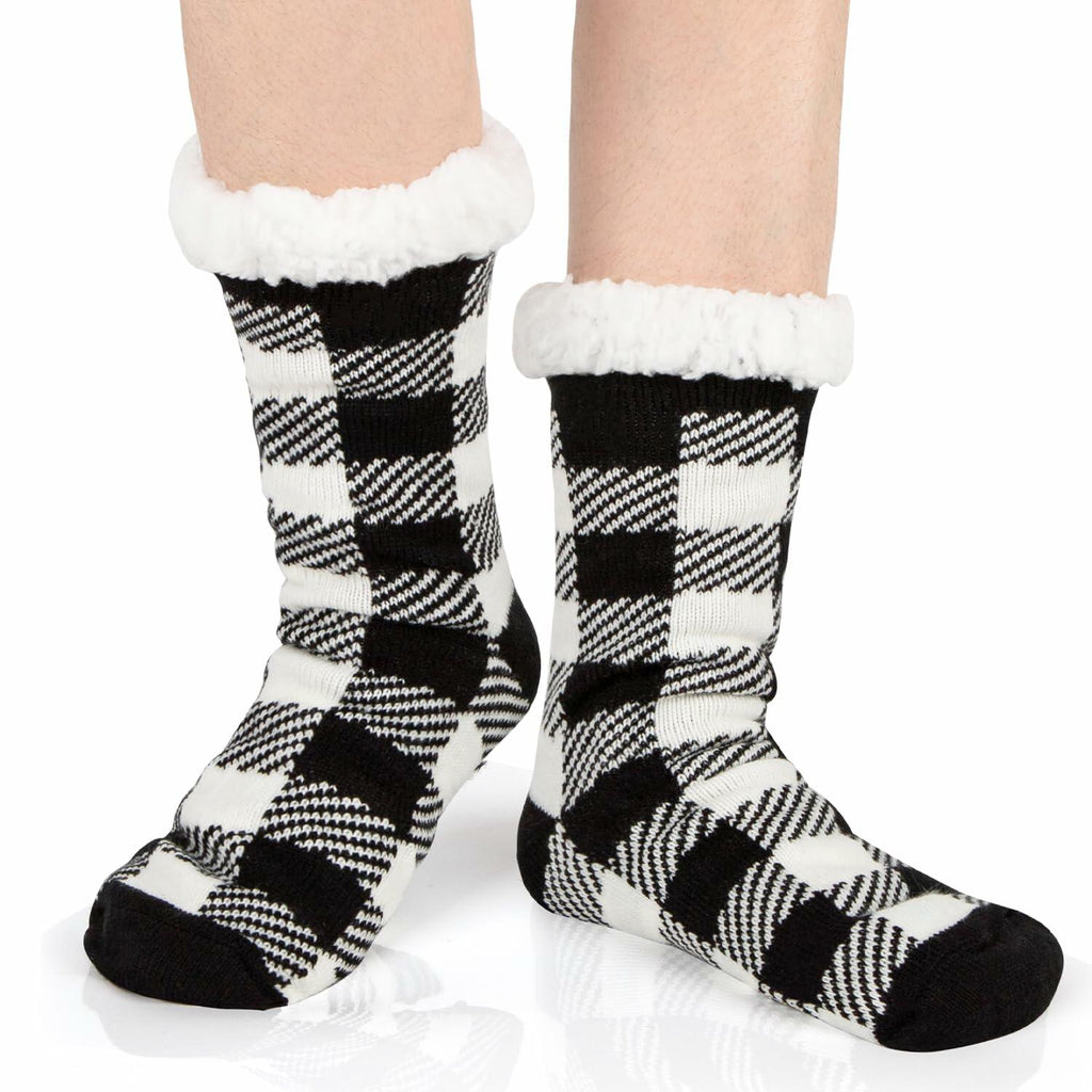 Kiddokids Women's Fuzzy Slipper Socks with Grippers Warm Cozy - One Size
