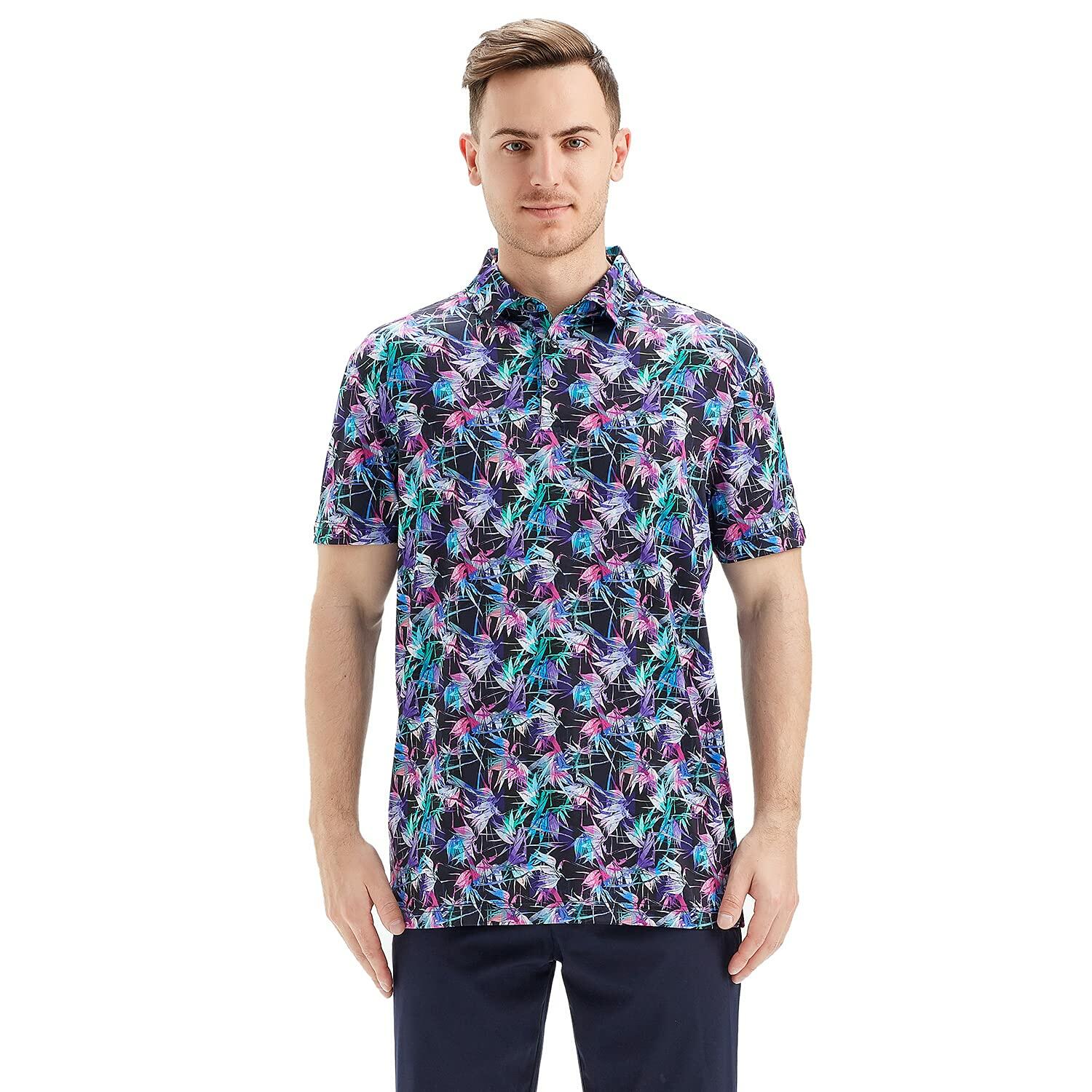 Motley Leaf Men's Dry Fit Golf Polo Shirt Moisture Wicking Size XL