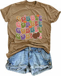 Gobble Gobble Women's Thanksgiving Shirt Khaki Short Sleeve Cute Graphic XL