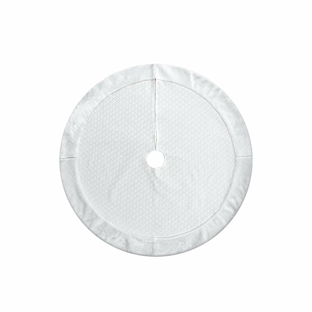 USILAND Christmas Tree Skirt White Faux Fur Rhombus Texture Size 32