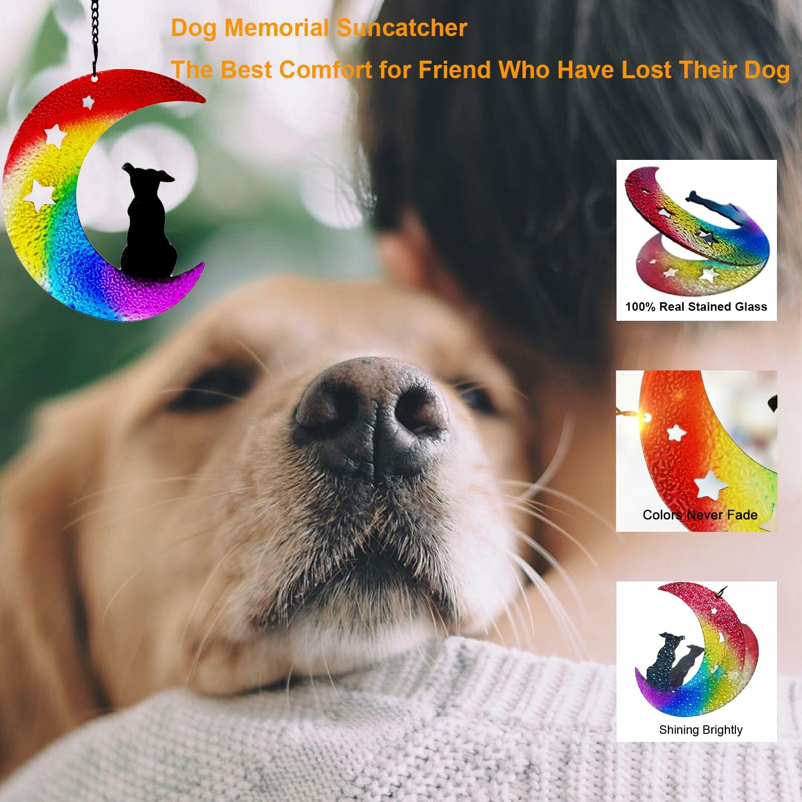 Dog Memorial Suncatcher Stained Glass Window Hanging Pet Sympathy Gift