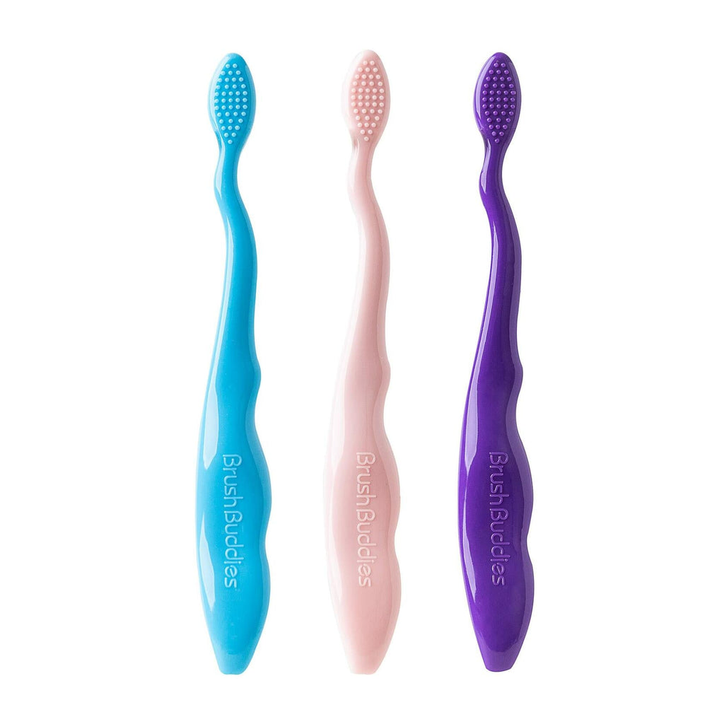 Brush Buddies Barbie Kids Toothbrush 3 Pack Soft Bristle Multi-Colored