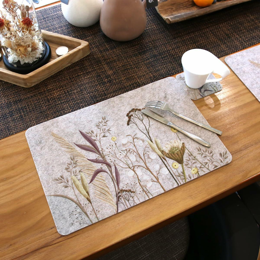 Casaido Table Placemats Set of 6 Heat Resistant Non Slip Green 17x12
