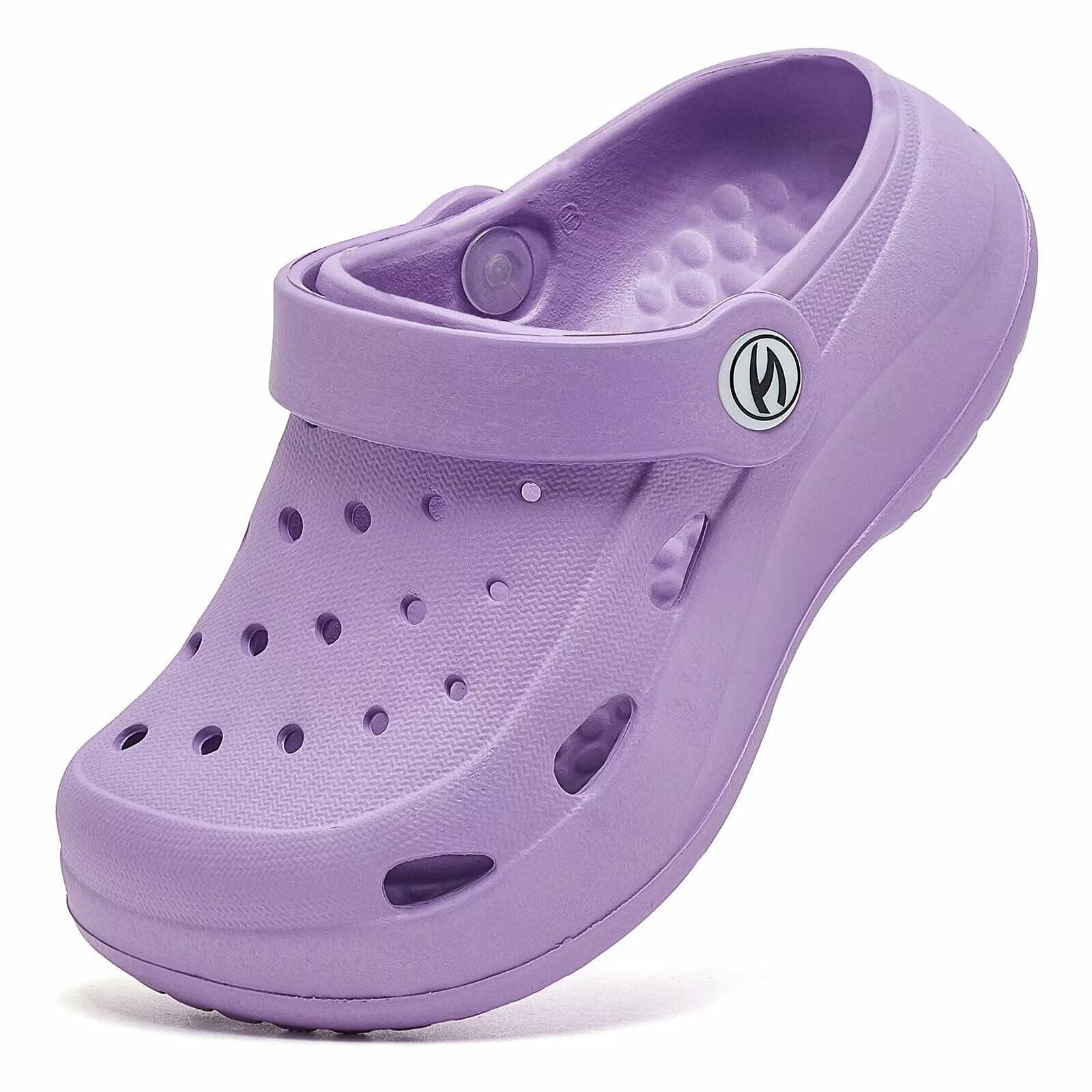 WOUEOI Toddler Garden Shoes Cartoon Slides Sandals Clogs Light Purple Size 8