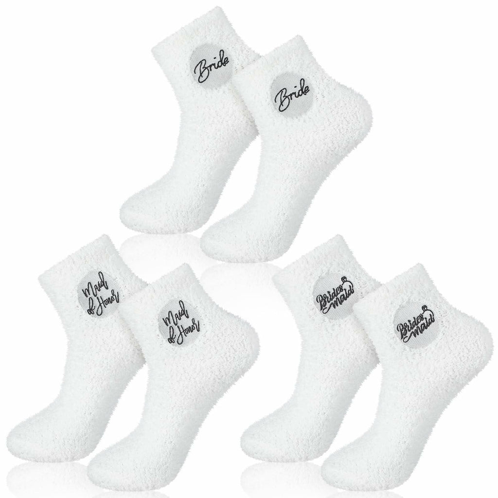Skicuff 3 Pairs Bridesmaid Fuzzy Coral Fleece Socks Women Wedding Gifts