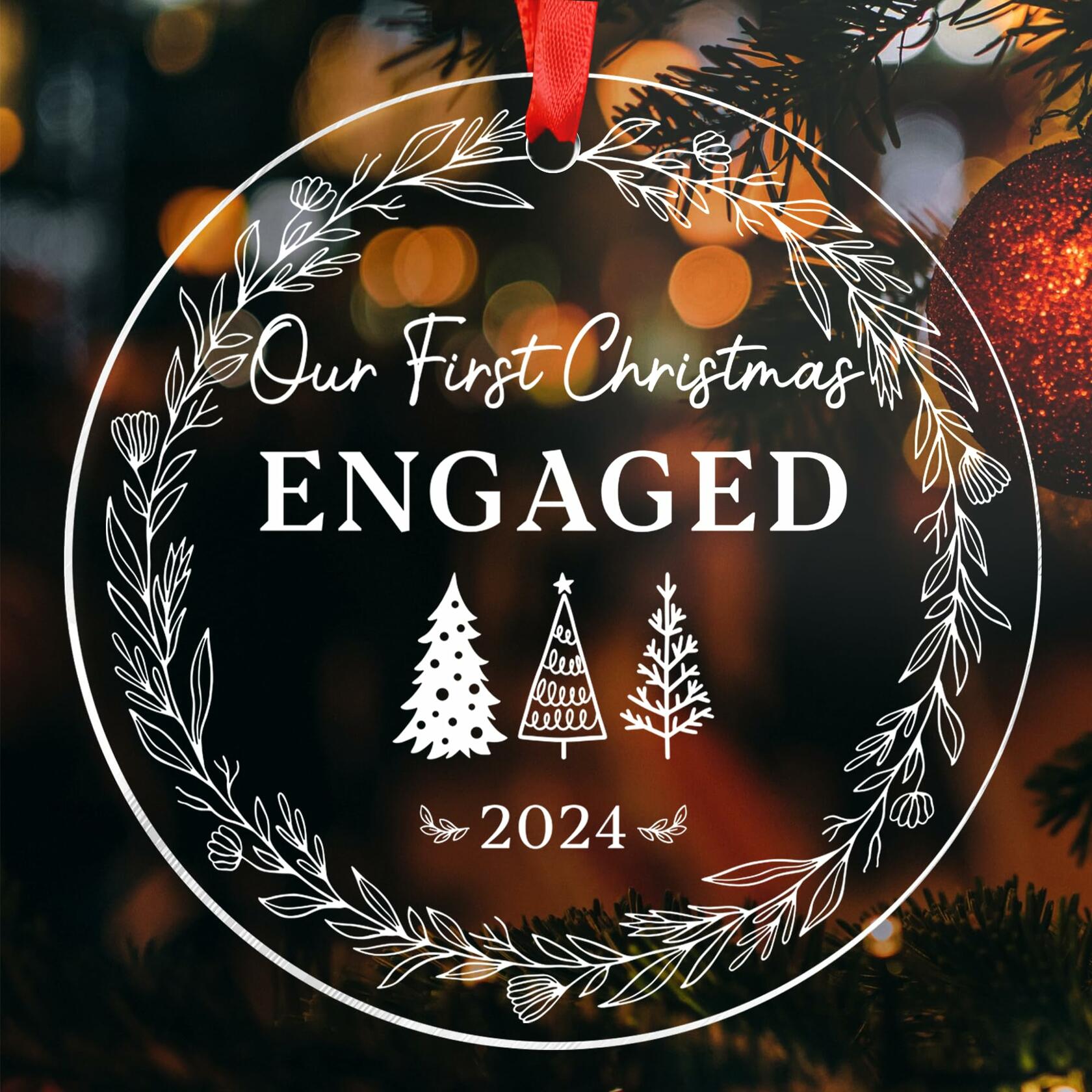 Our First Christmas Mr & Mrs 2024 Crystal Glass Ornament Wedding Gift