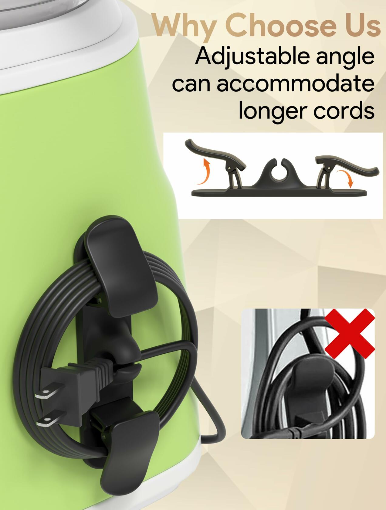 2025 Cord Organizer 6pcs Adjustable Kitchen Appliance Cord Holder Angles