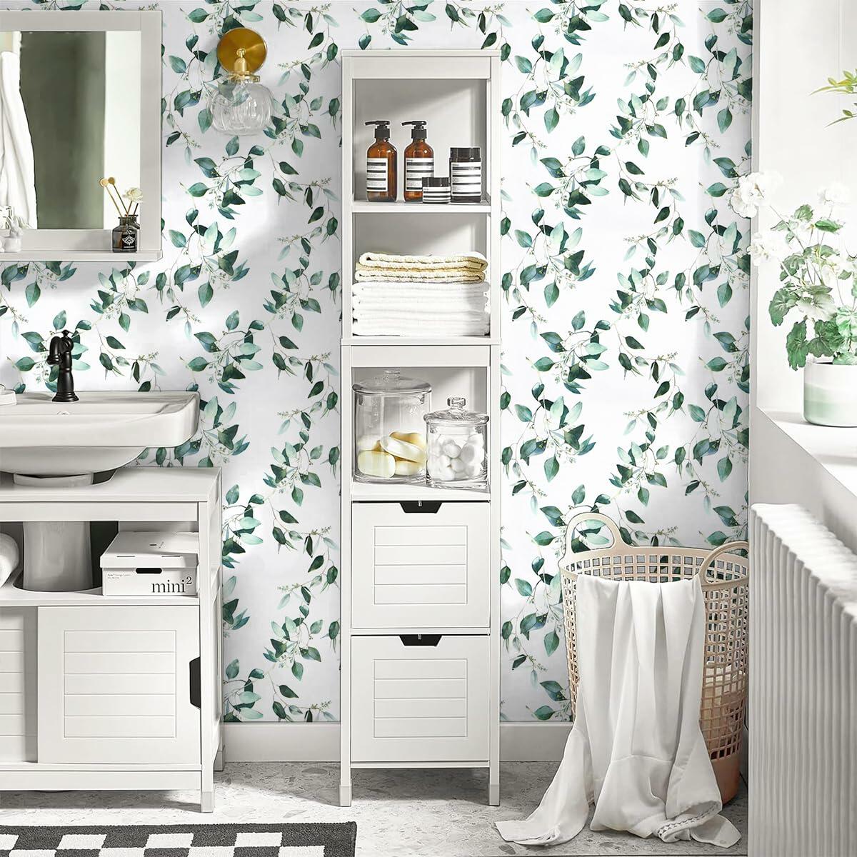 Erfoni Floral Peel and Stick Wallpaper 17.7x118.1 Black Yellow Boho Decor