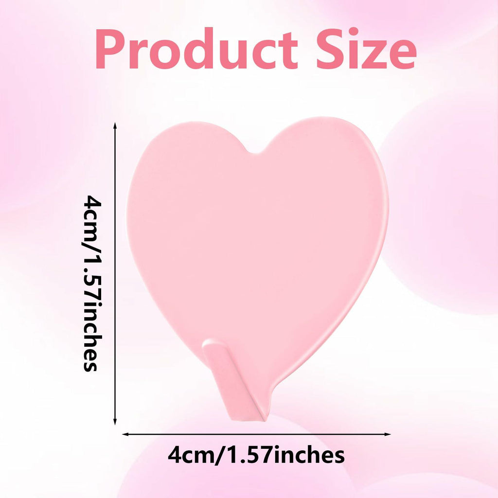 COMNICO 6 Pack Heart Shaped Stainless Steel Adhesive Hooks Silver