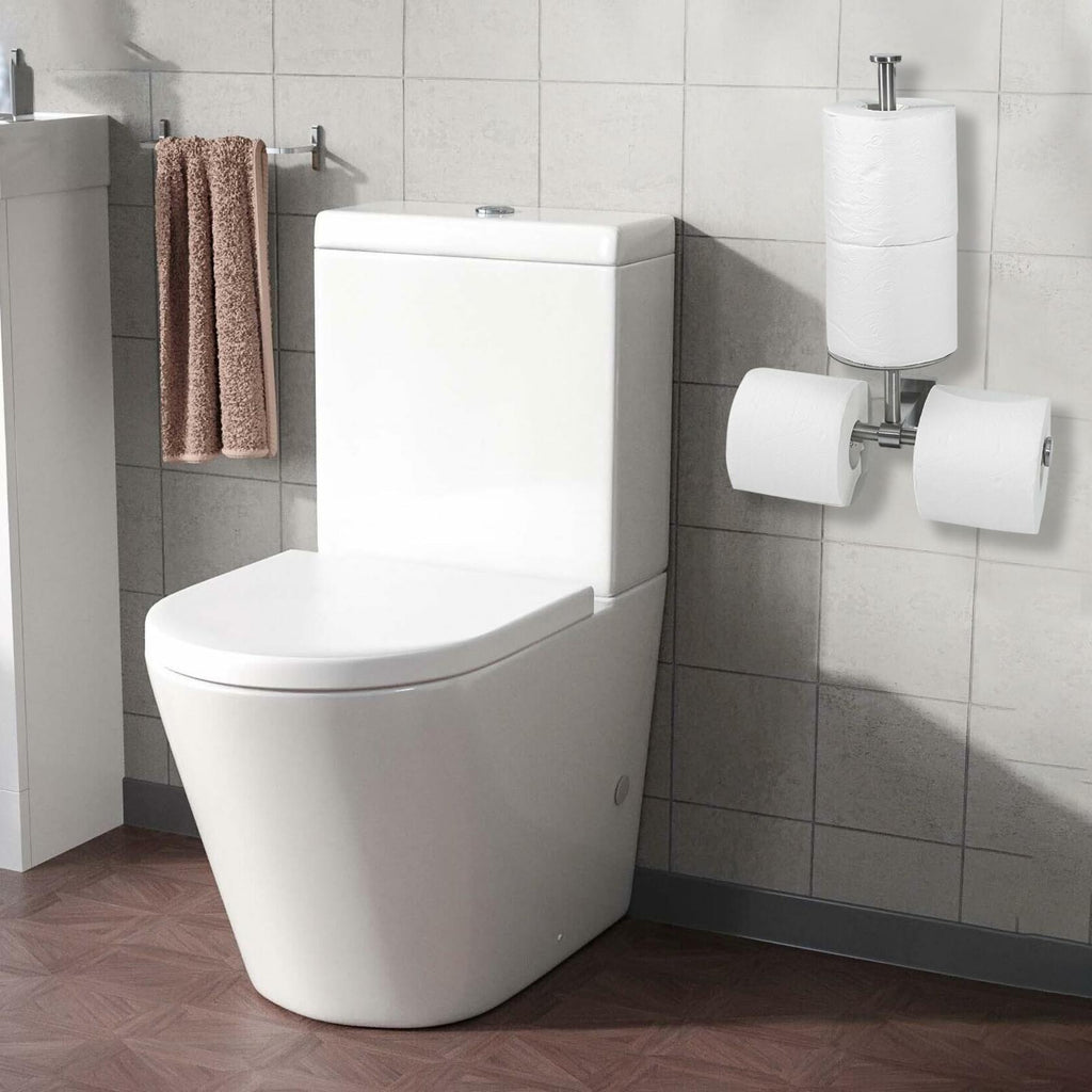 Double Toilet Paper Holder with Shelf Wall Mount 304 Stainless Steel