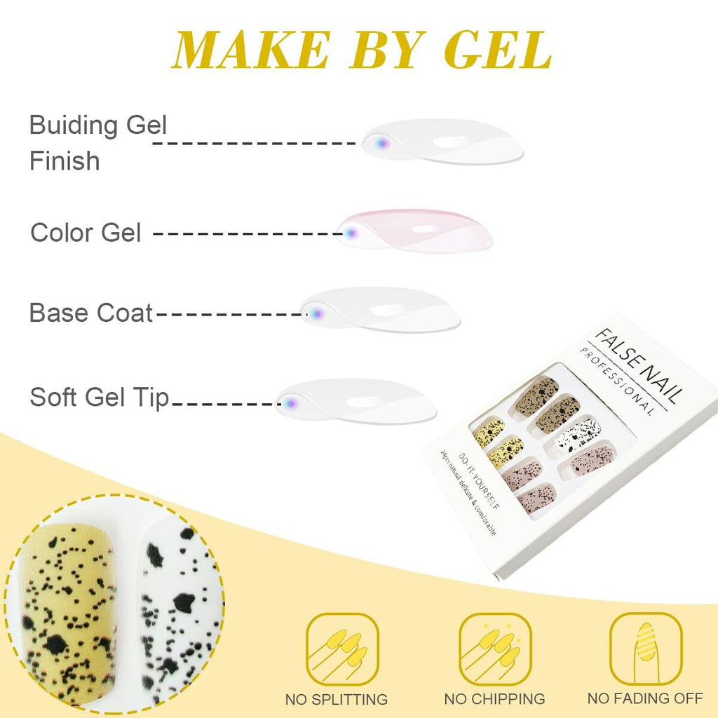 24Pcs Easter Acrylic Press On Nails Medium Daisy Floral Square False Nails