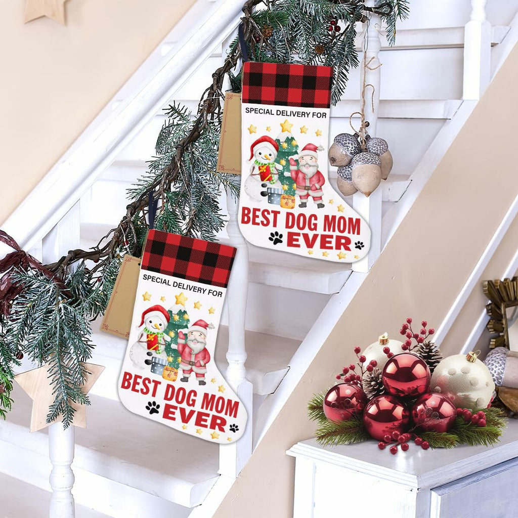 Best Dog Mom Ever Christmas Stocking Holiday Decoration 18x12 Inch