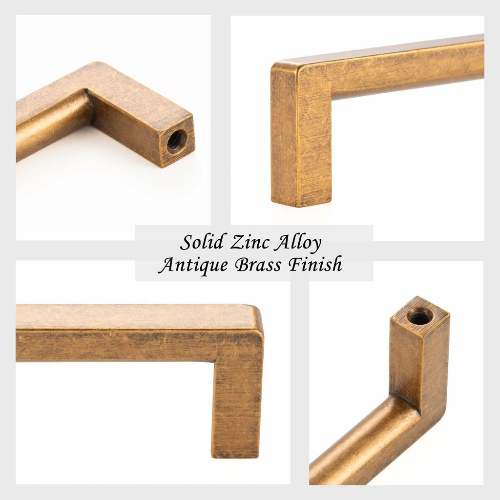 ASKANO Antique Brass Cabinet Pulls 12.6" Hole Centers Square Bar Pack of 1