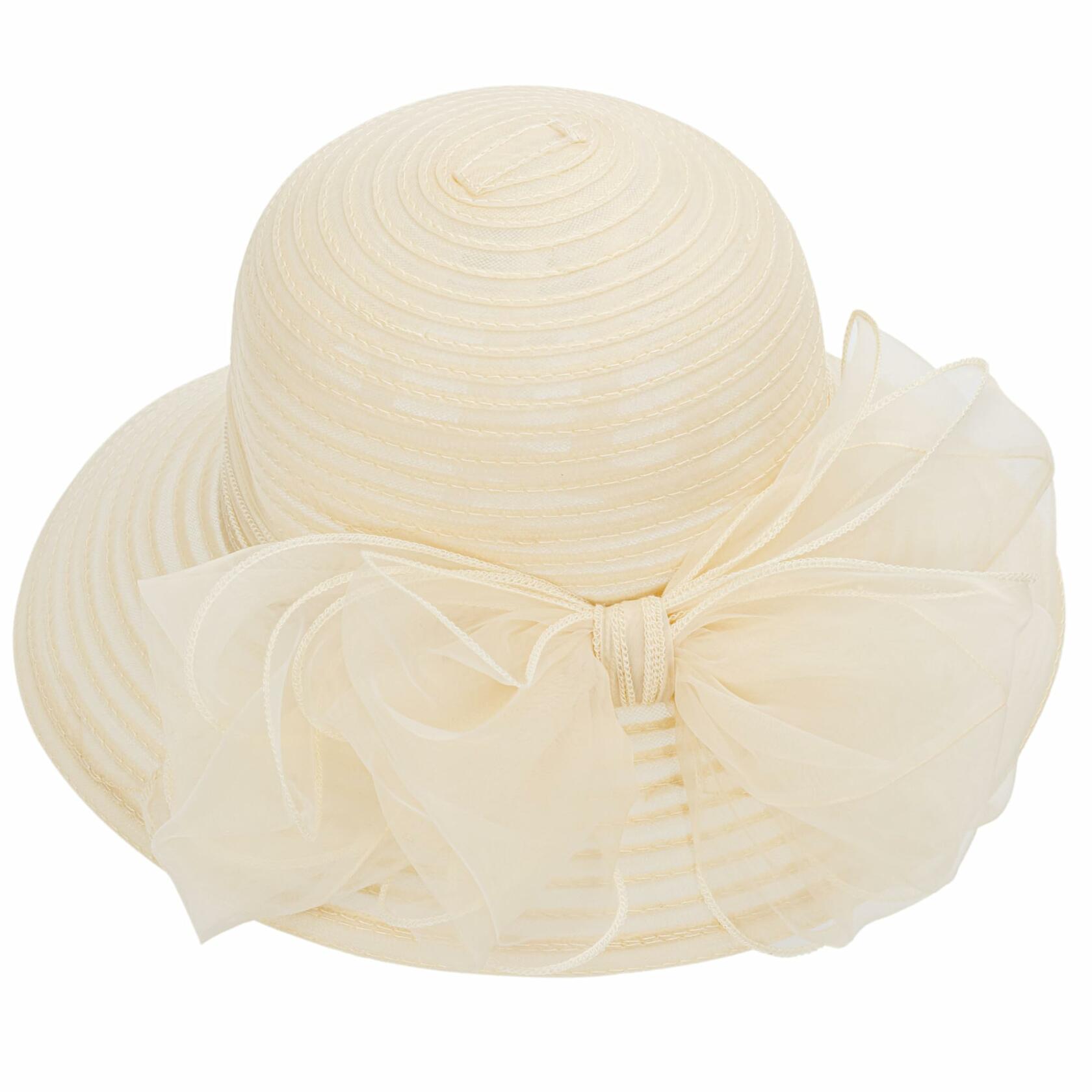 Kentucky Women Organza Derby Hat Wide Brim Summer Sun Cap Black