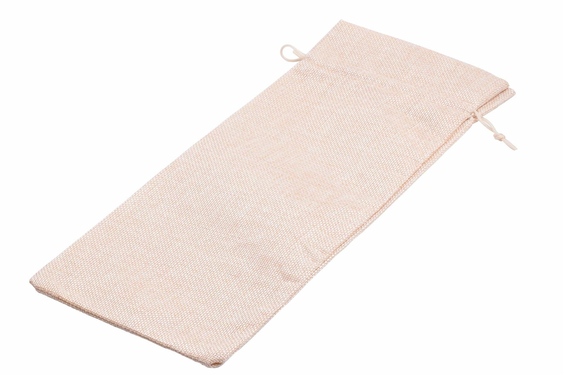 Viamto Burlap Wine Bags Drawstring Lining Beige 15x35cm 10pcs