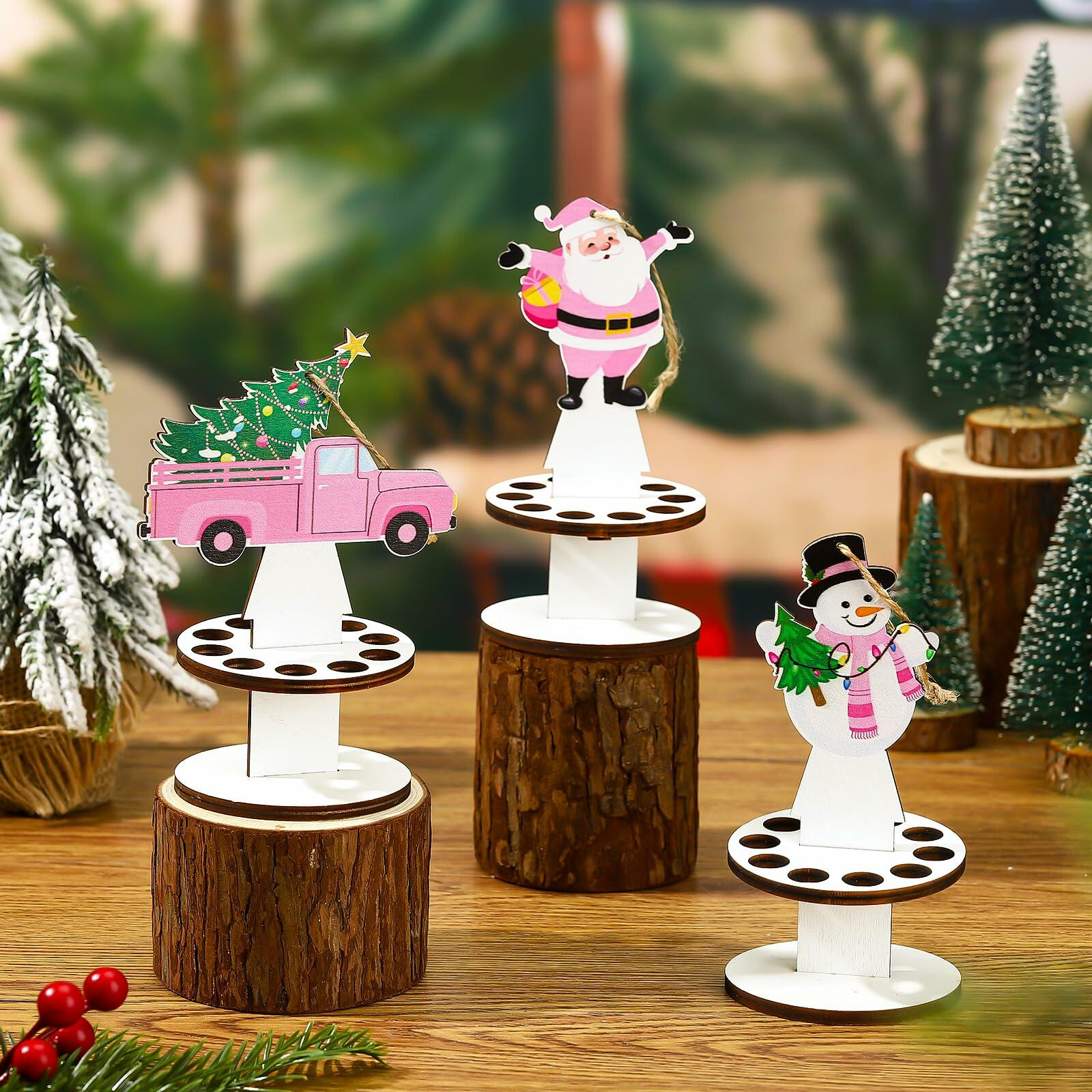 Weysat 3 Pcs Christmas Money Holder Ornaments Wooden Black Cat Xmas Decor
