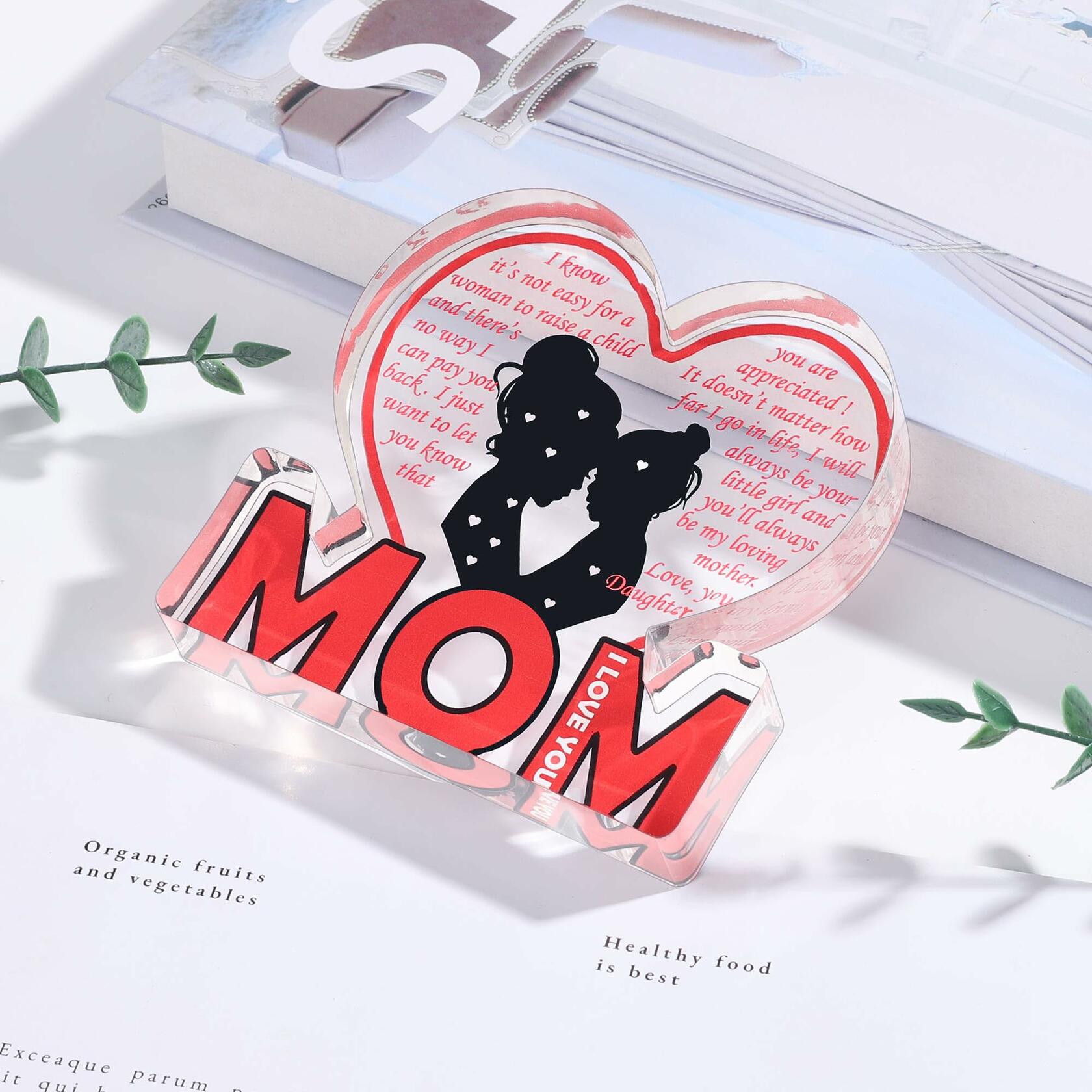 Love Mom Mother's Day Acrylic Plaque Desk Decoration Sign Gift