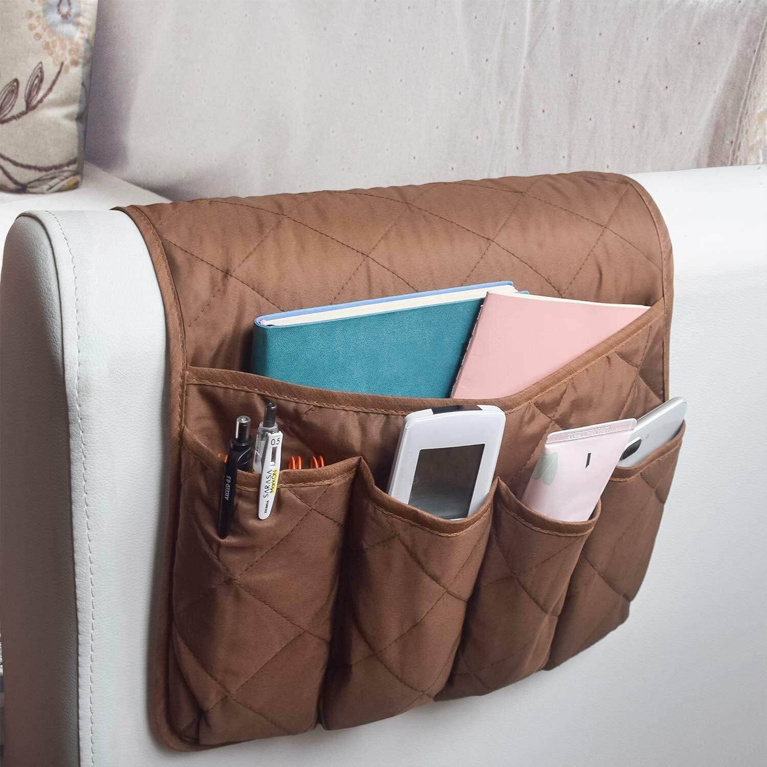 MDSTOP Remote Control Holder 5 Pockets Sofa Couch Armrest Organizer