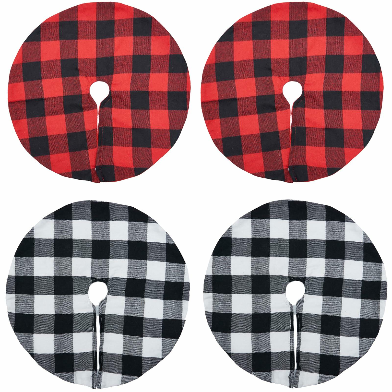 4 Pieces Christmas Tree Skirt Decoration 15" Mini Xmas Tree Skirt Set