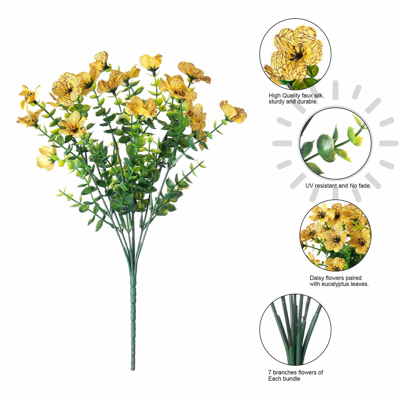 florisso Artificial Fall Mums Outdoor Decoration Orange Yellow 12 Bundles