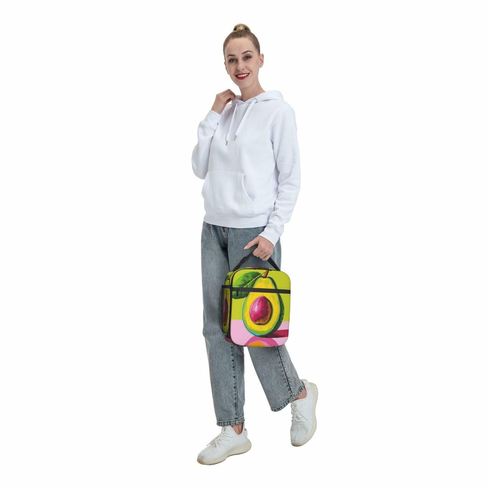 cromcu Avocado Insulated Lunch Box Pink Reusable Cooler 1.37L Polyester