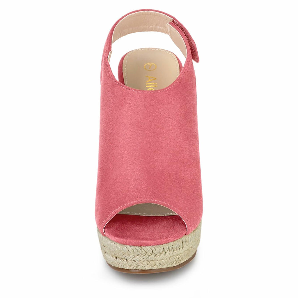 Allegra K Women's Espadrille Platform Wedges Sandals Watermelon Red Size 5.5