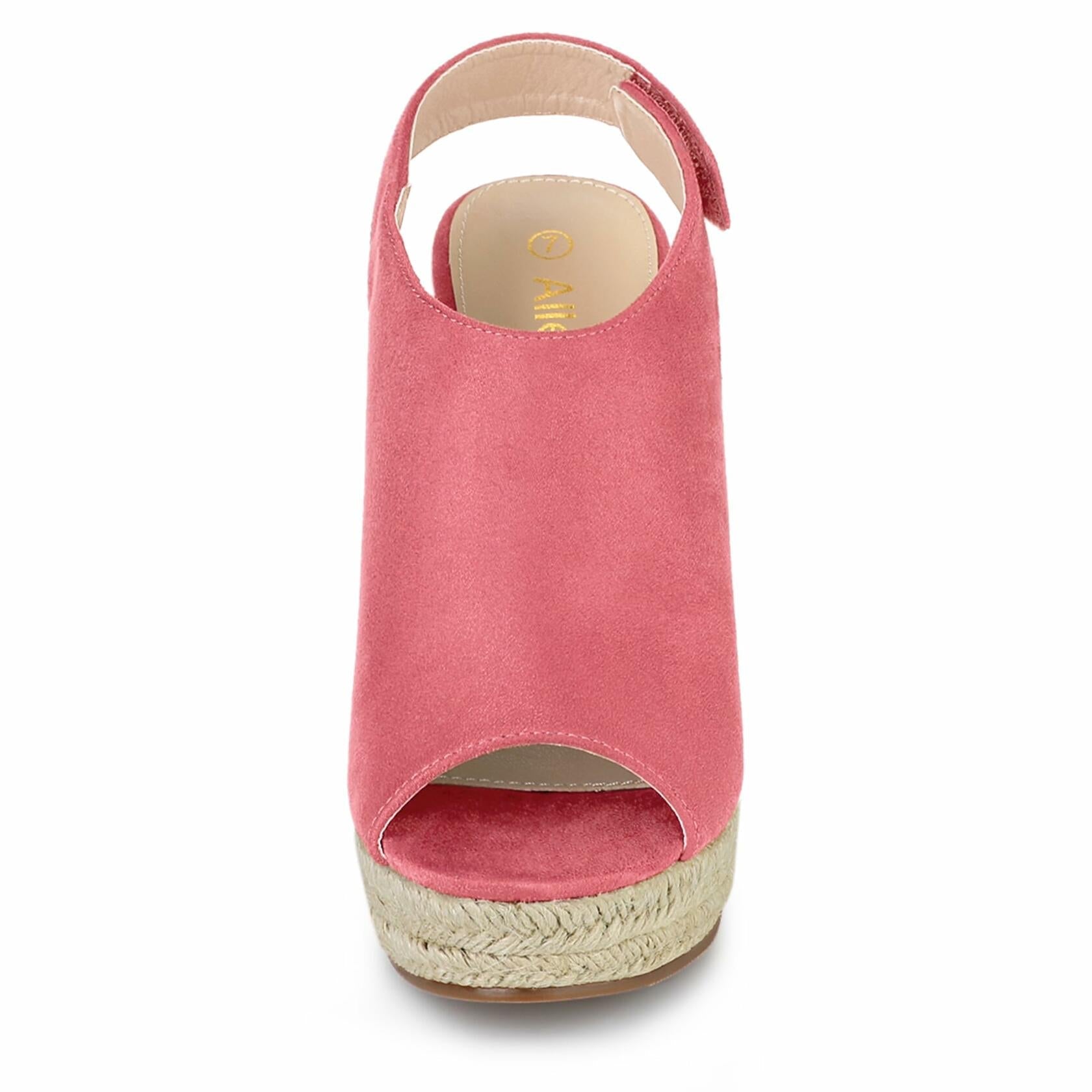 Allegra K Women's Espadrille Platform Wedges Sandals Watermelon Red Size 5.5