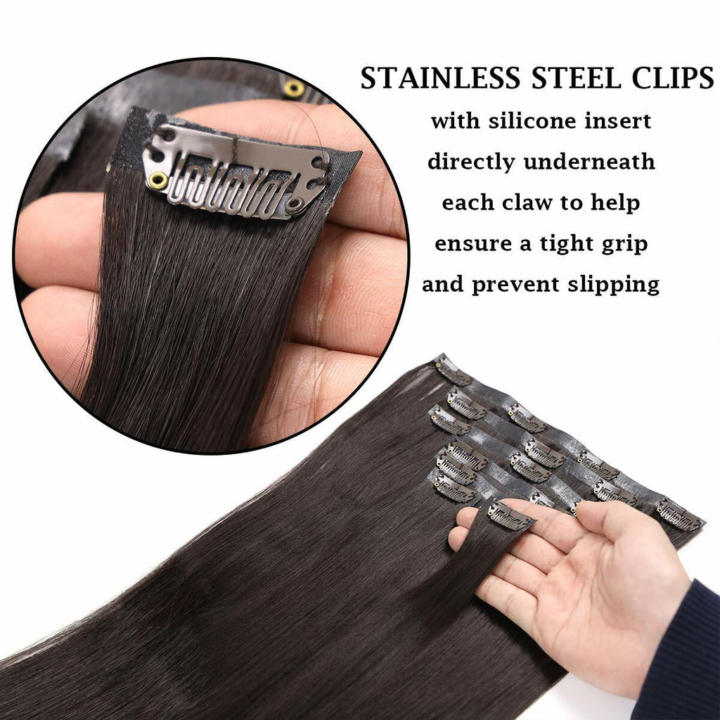 [Like New] MYS Hair 24inch PU Clip-In Synthetic Hair Extensions Dark Brown 160g