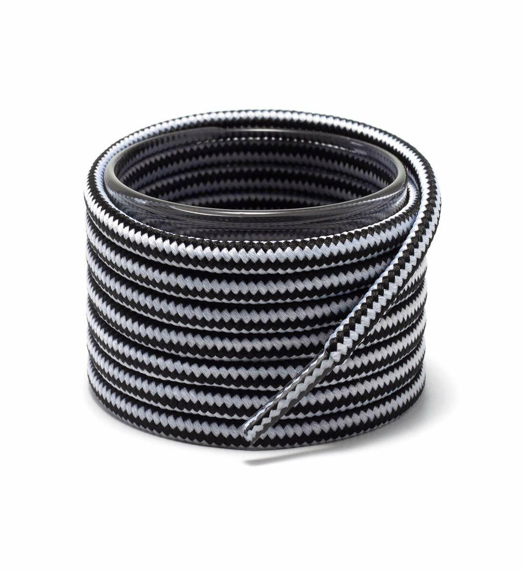 Shoemate Round Boot Shoelaces for Work Boots Hiking Shoes White/Black 60"