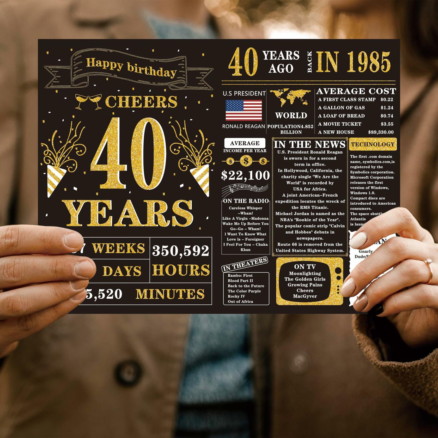 Detuca 40th Birthday Card Funny Gifts Decorations for Men Women DTK-62