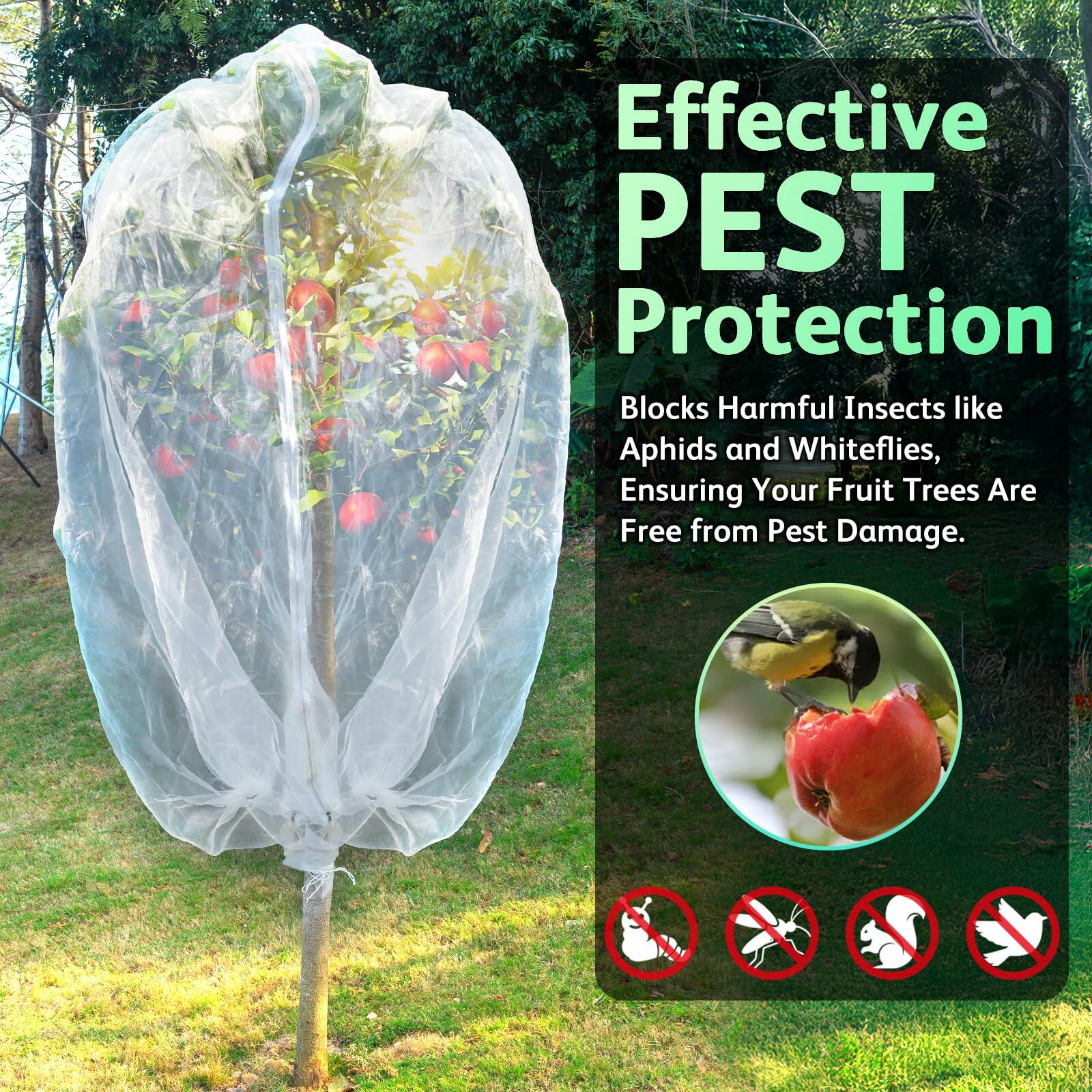 JOJOLEE Fruit Tree Netting Garden Protection 7.8x7.8FT White 2Pcs