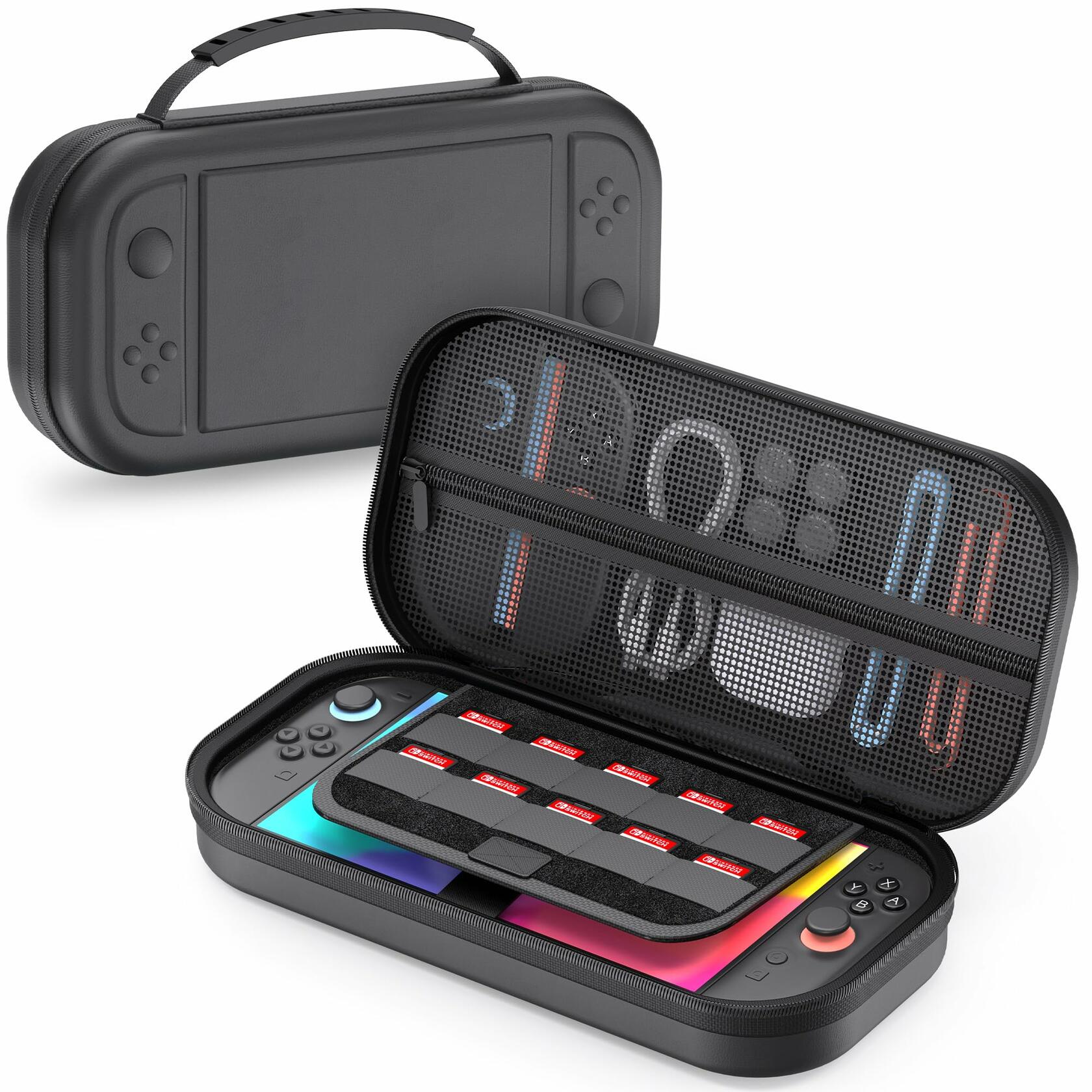 STARTRC GAMES Switch 2 Carrying Case Large PU Hard Travel Bag Black